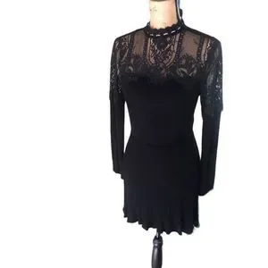 american rag black lace dress American Rag Cie Women Floral Black Lace Fit &Flare Dress Size M (NWT)